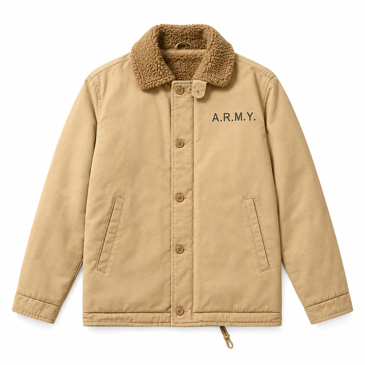 Men's Khaki Cotton Thick Lapel Jacket