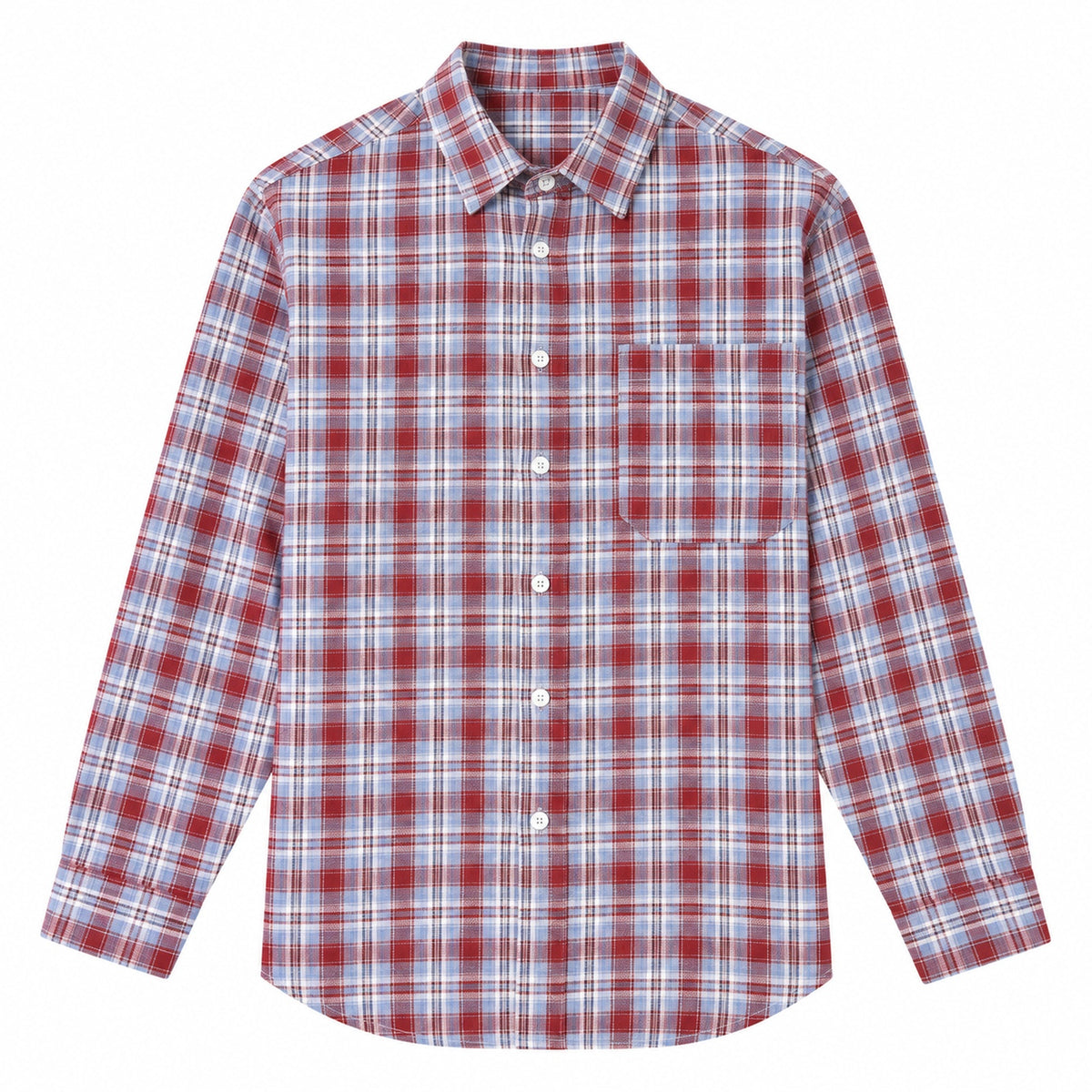 Men's red  plaid loose casual long-sleeved shirt