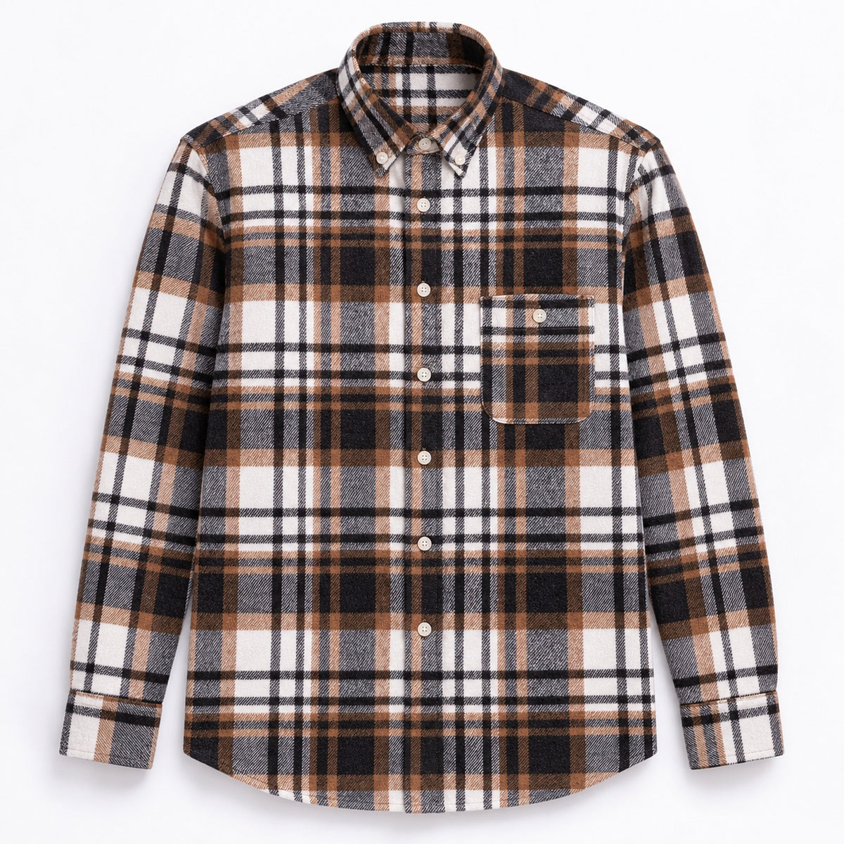 Men's Plus-Size Plaid Shirt, Fleece-Lined, Versatile Casual Fit, Cotton Long Sleeve for Young Men