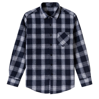 Men's Shirt - Plaid Long-Sleeved Shirt - Classic Ruffled Check Patterned Casual Cotton Men's Clothing Casual Export Shirt