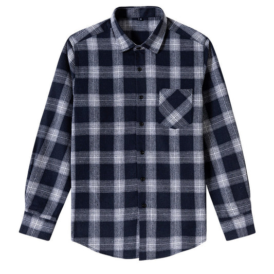 Men's black plaid long-sleeve shirt