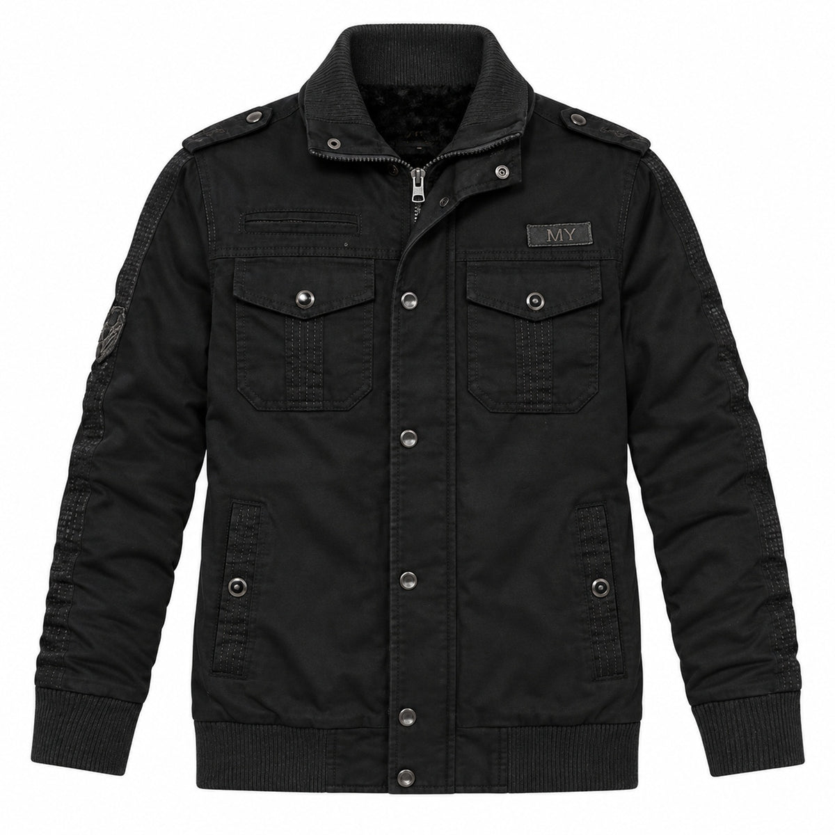 Men’s black fleece-lined  hooded jacket