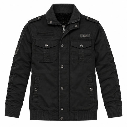 Men’s black fleece-lined  hooded jacket