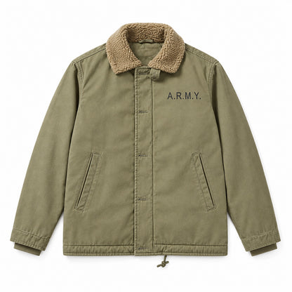 Men's Light Green Cotton Thick Lapel Jacket