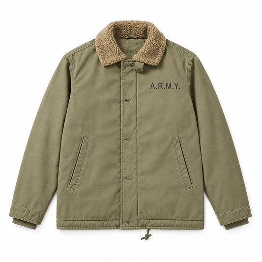 Men's Light Green Cotton Thick Lapel Jacket