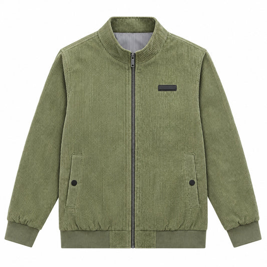 Men's Light Green Stand Collar Loose Casual Jacket