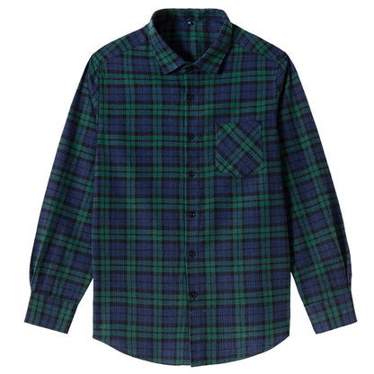 Men's Shirt - Plaid Long-Sleeved Shirt - Classic Ruffled Check Patterned Casual Cotton Men's Clothing Casual Export Shirt