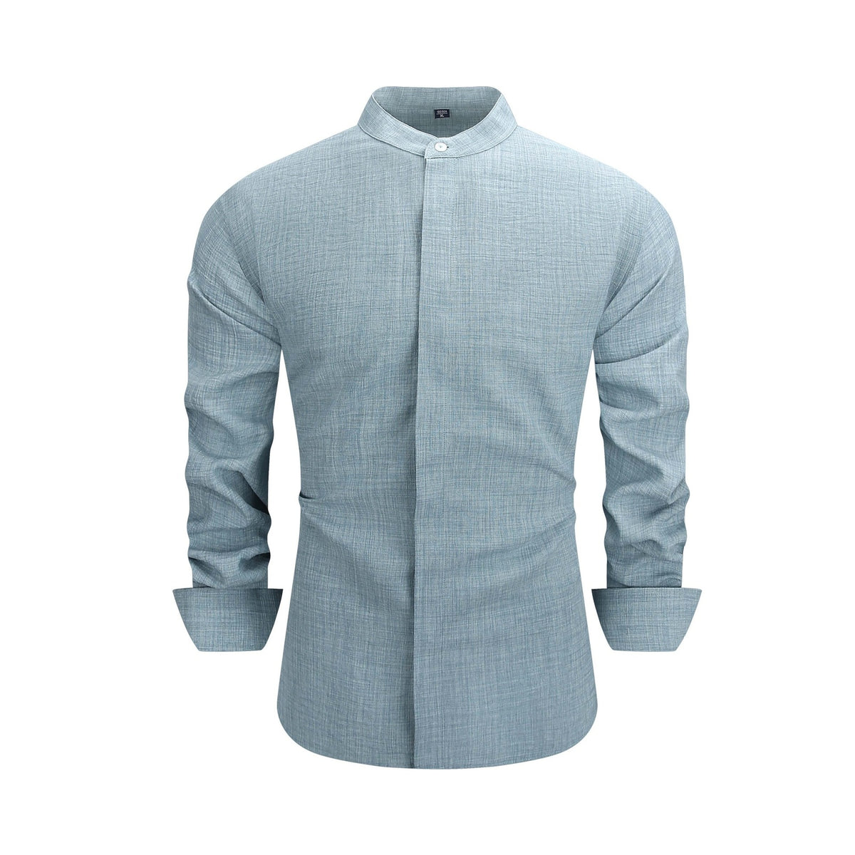 Men's  collar button-down shirt with hidden front opening, cotton-like texture long-sleeved shirt, loose and casual men's clothing wholesale