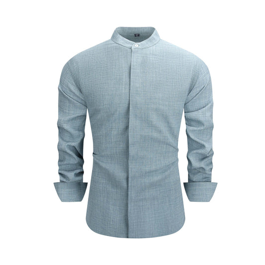 Men's light blue casual long-sleeve shirt