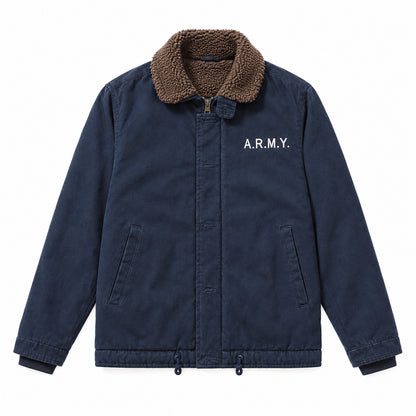 Men's Blue Cotton Thick Lapel Jacket