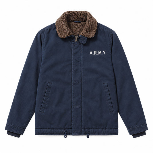 Men's Blue Cotton Thick Lapel Jacket