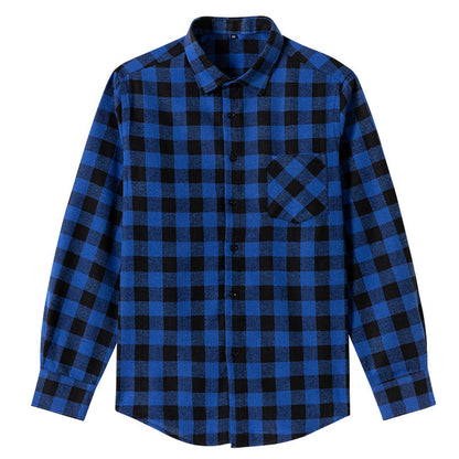 Men's Shirt - Plaid Long-Sleeved Shirt - Classic Ruffled Check Patterned Casual Cotton Men's Clothing Casual Export Shirt