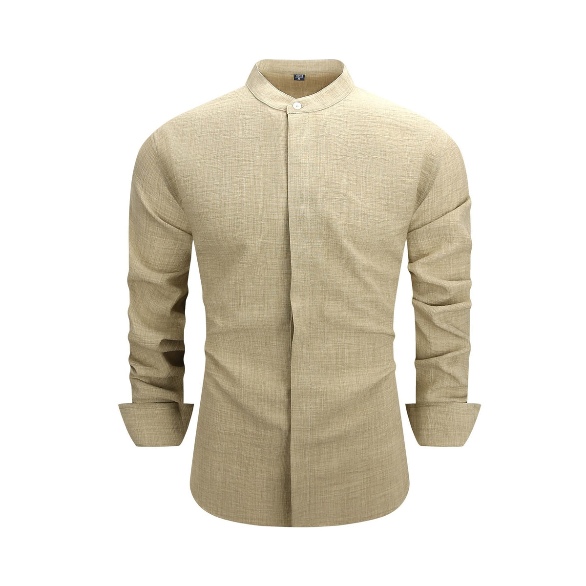Men's  collar button-down shirt with hidden front opening, cotton-like texture long-sleeved shirt, loose and casual men's clothing wholesale