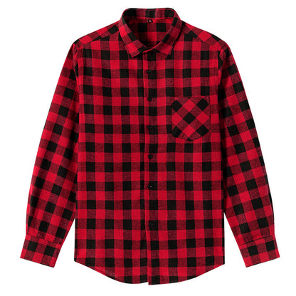 Men's Shirt - Plaid Long-Sleeved Shirt - Classic Ruffled Check Patterned Casual Cotton Men's Clothing Casual Export Shirt