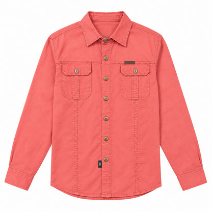 Men's Red Cotton Long-Sleeved Jacket