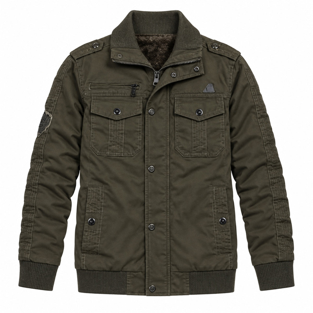 Men’s Army Green fleece-lined  hooded jacket