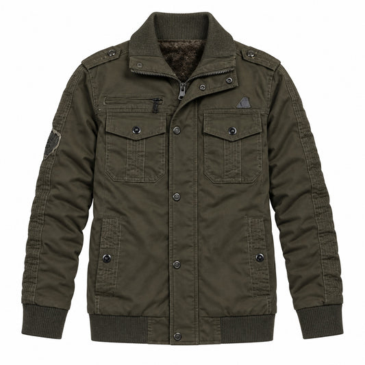 Men’s Army Green fleece-lined  hooded jacket
