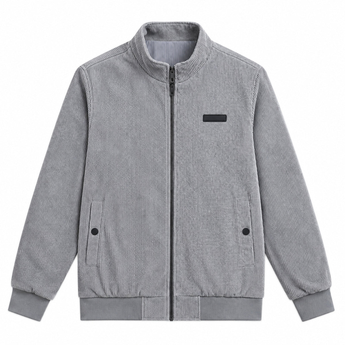 Men's Grey Stand Collar Loose Casual Jacket