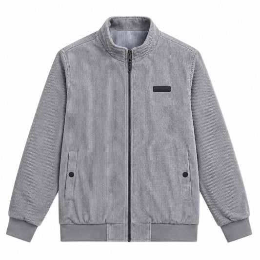 Men's Grey Stand Collar Loose Casual Jacket