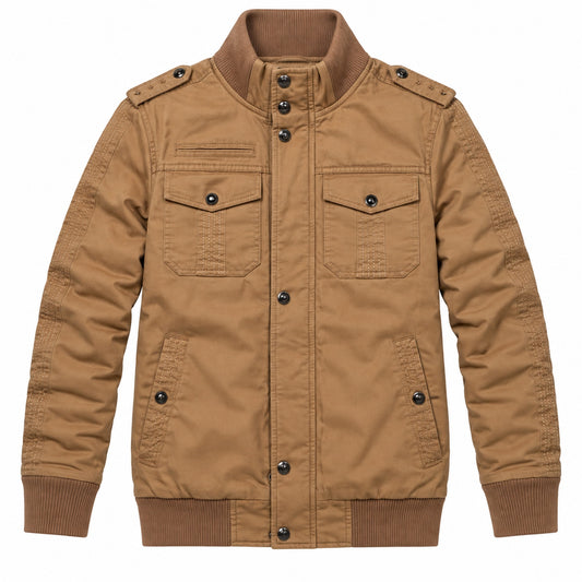 Men’s Khaki fleece-lined  hooded jacket