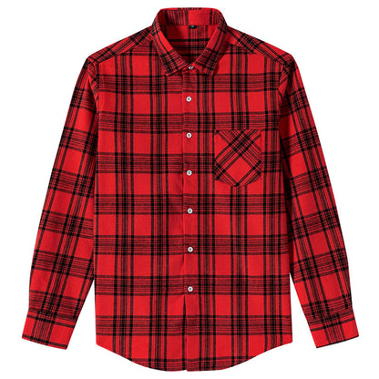 Men's Shirt - Plaid Long-Sleeved Shirt - Classic Ruffled Check Patterned Casual Cotton Men's Clothing Casual Export Shirt