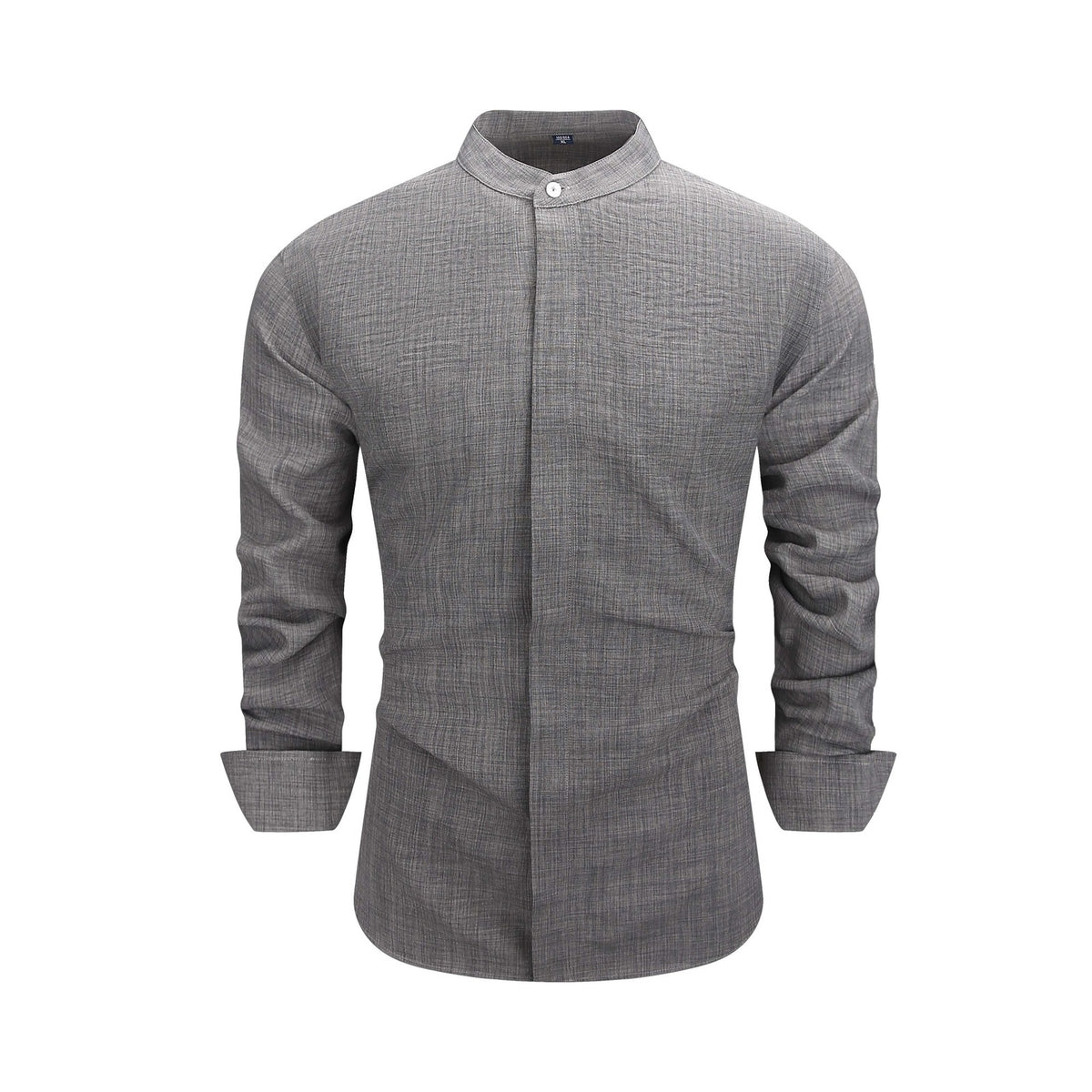 Men's  collar button-down shirt with hidden front opening, cotton-like texture long-sleeved shirt, loose and casual men's clothing wholesale
