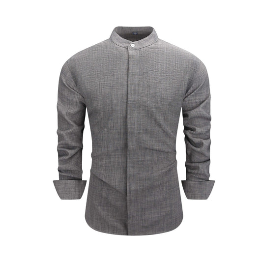Men's grey casual long-sleeve shirt
