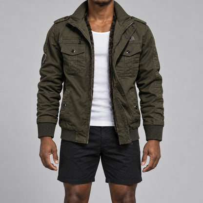 Men’s Army Green fleece-lined  hooded jacket