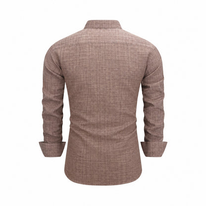 Men's  collar button-down shirt with hidden front opening, cotton-like texture long-sleeved shirt, loose and casual men's clothing wholesale (Copy)