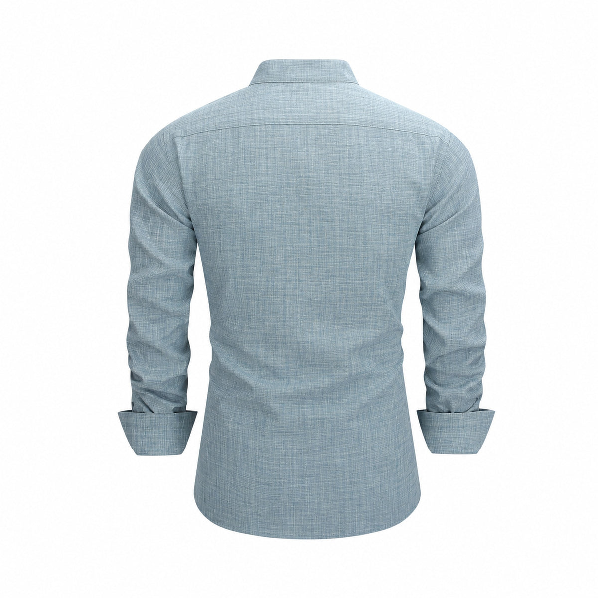 Men's  collar button-down shirt with hidden front opening, cotton-like texture long-sleeved shirt, loose and casual men's clothing wholesale