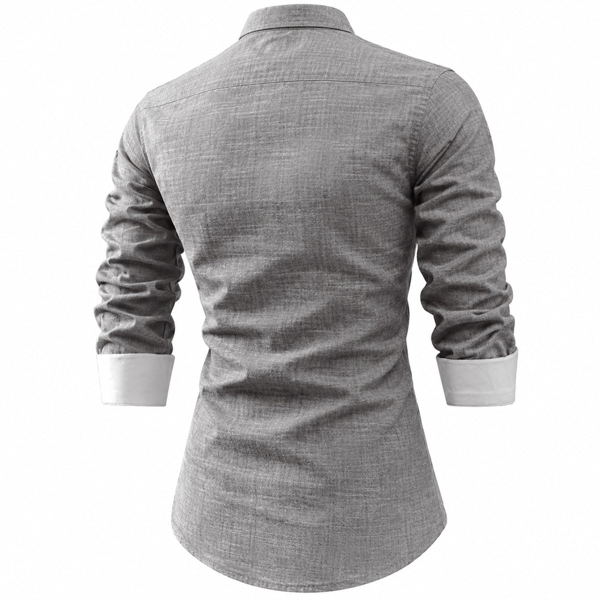 Cotton and linen men's long-sleeved shirt, solid color button-down men's shirt, breathable casual shirt