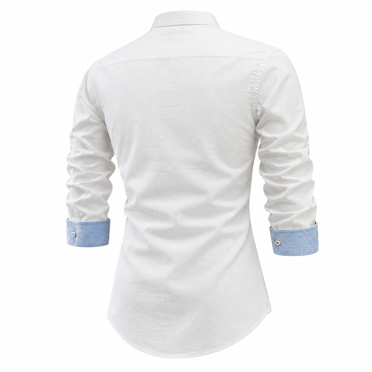 Cotton and linen men's long-sleeved shirt, solid color button-down men's shirt, breathable casual shirt