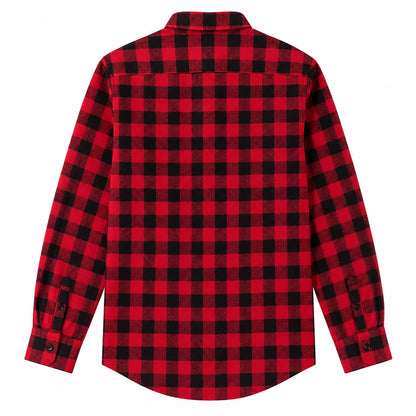 Men's Shirt - Plaid Long-Sleeved Shirt - Classic Ruffled Check Patterned Casual Cotton Men's Clothing Casual Export Shirt