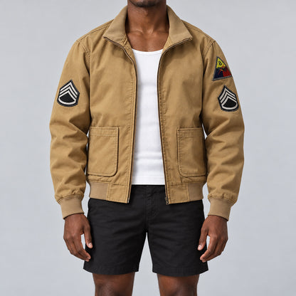Men's Khaki Casual Plus Size Jacket