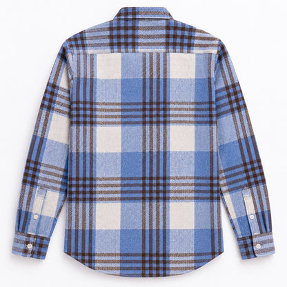 Men's Plus-Size Plaid Shirt, Fleece-Lined, Versatile Casual Fit, Cotton Long Sleeve for Young Men