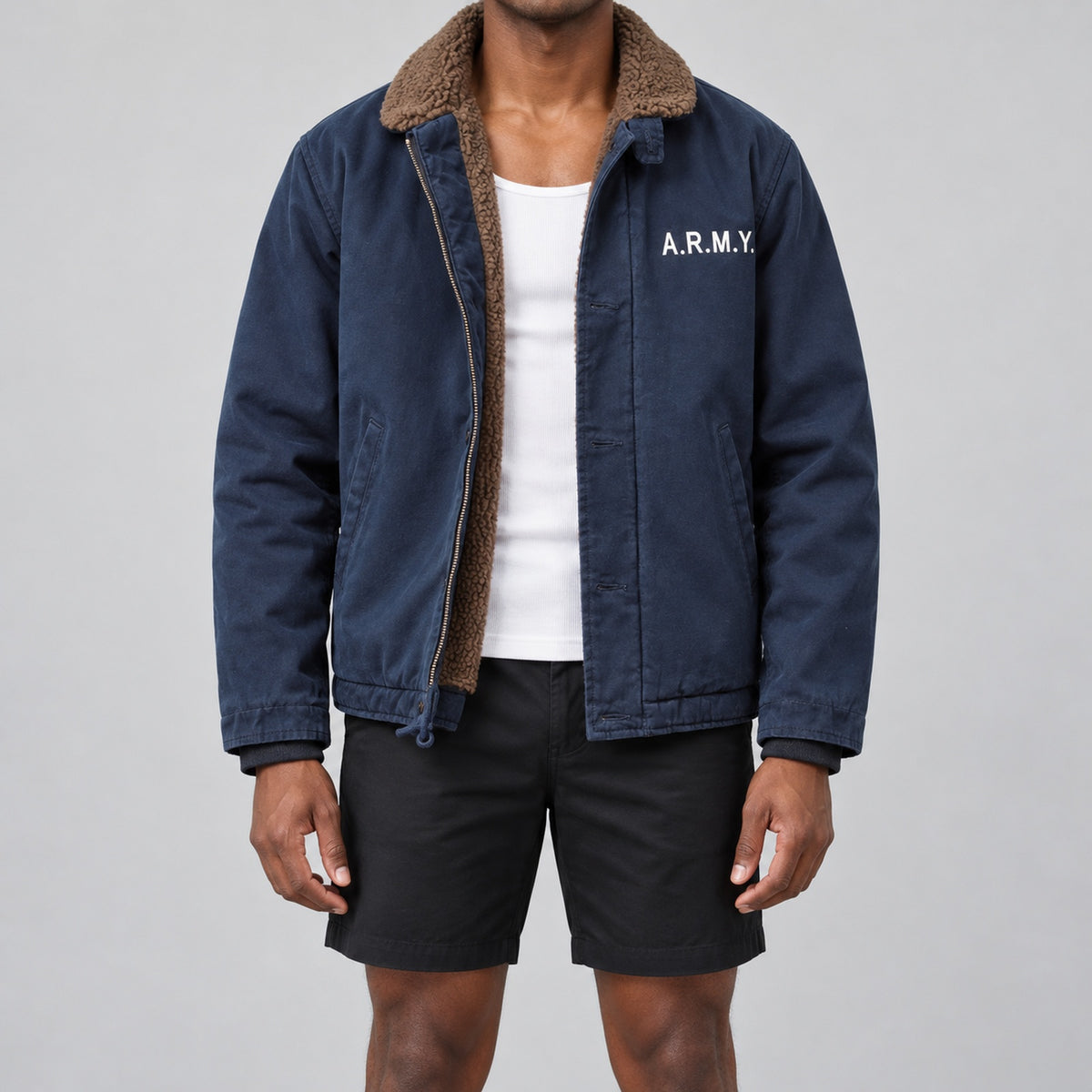 Men's Blue Cotton Thick Lapel Jacket