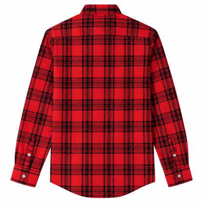 Men's Shirt - Plaid Long-Sleeved Shirt - Classic Ruffled Check Patterned Casual Cotton Men's Clothing Casual Export Shirt