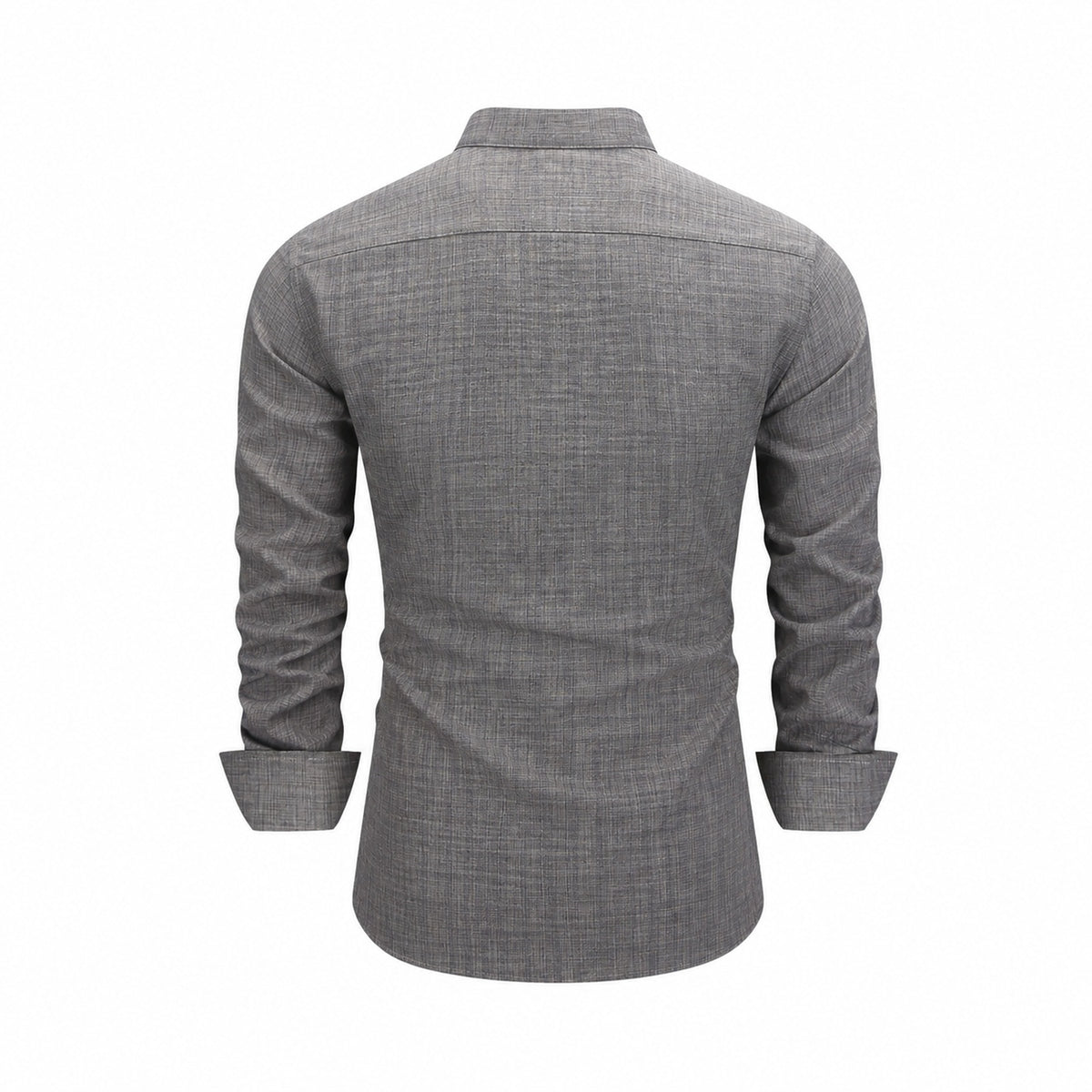 Men's  collar button-down shirt with hidden front opening, cotton-like texture long-sleeved shirt, loose and casual men's clothing wholesale