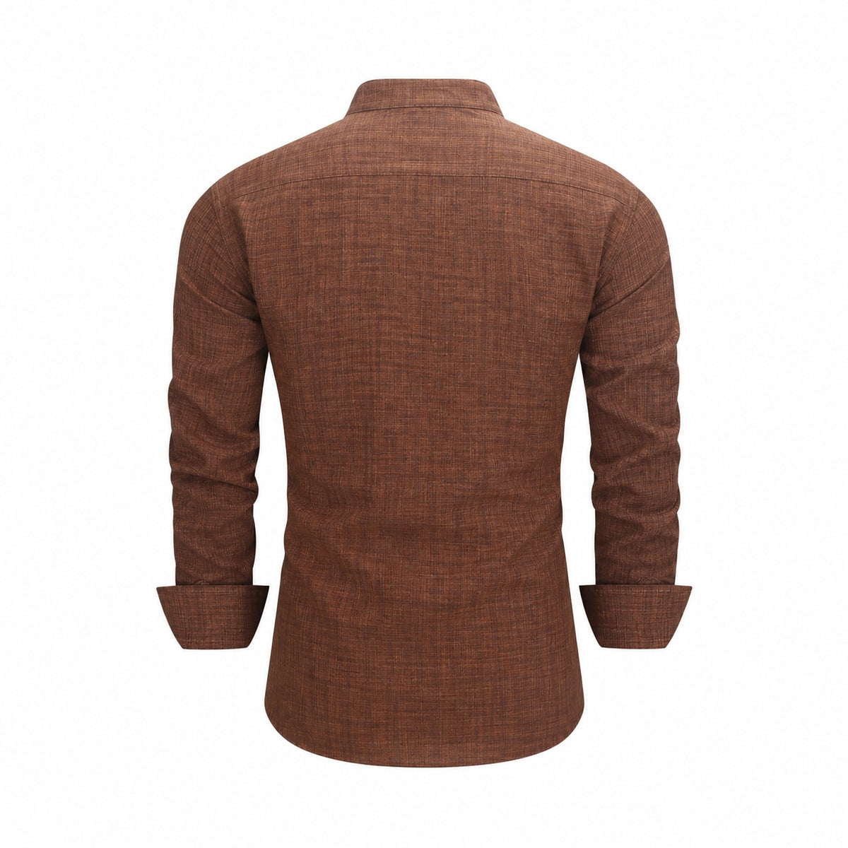 Men's  collar button-down shirt with hidden front opening, cotton-like texture long-sleeved shirt, loose and casual men's clothing wholesale