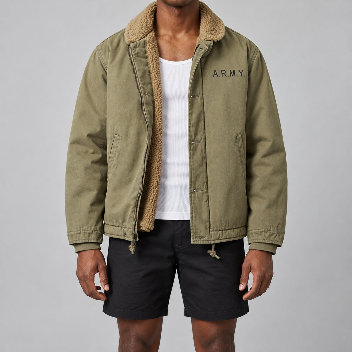 Men's Light Green Cotton Thick Lapel Jacket