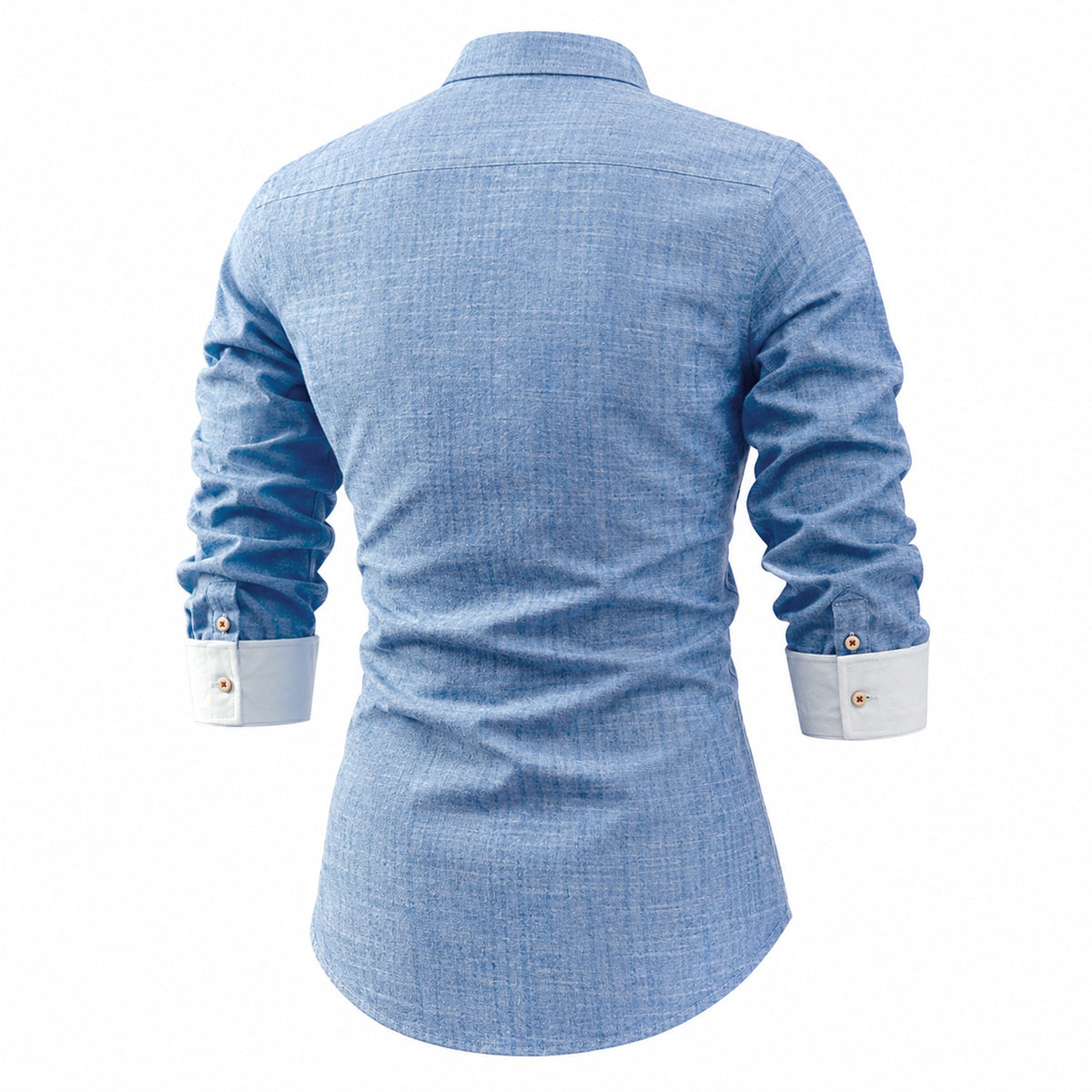 Cotton and linen men's long-sleeved shirt, solid color button-down men's shirt, breathable casual shirt