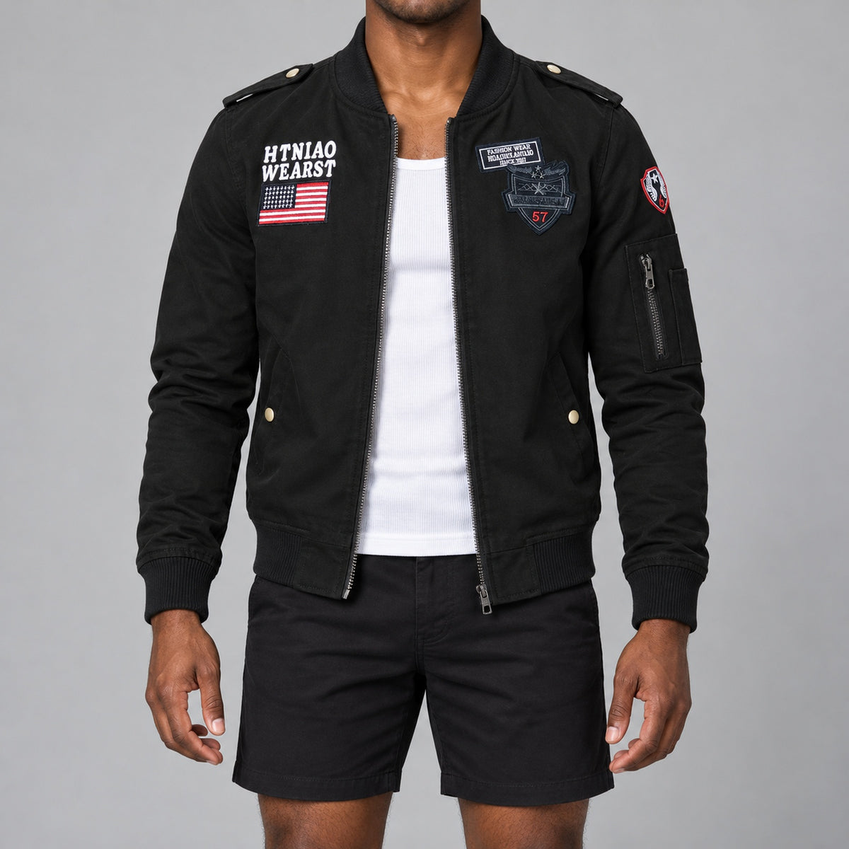 Men’s Black "Air One" Military-Style Jacket