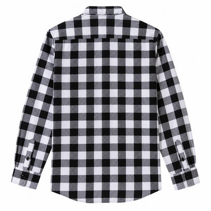 Men's Shirt - Plaid Long-Sleeved Shirt - Classic Ruffled Check Patterned Casual Cotton Men's Clothing Casual Export Shirt