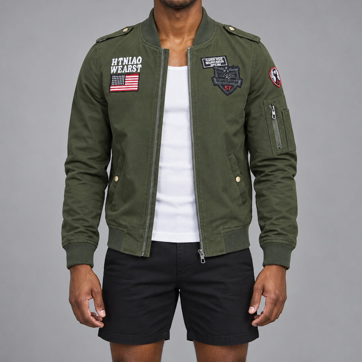 Men’s Dark Green "Air One" Military-Style Jacket