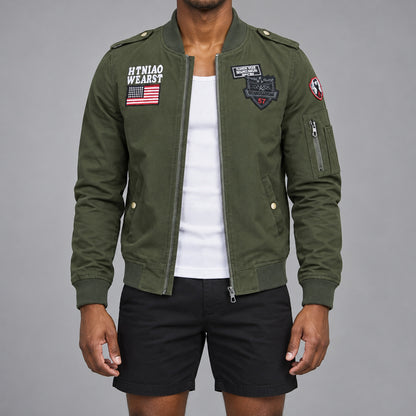 Men’s Dark Green "Air One" Military-Style Jacket
