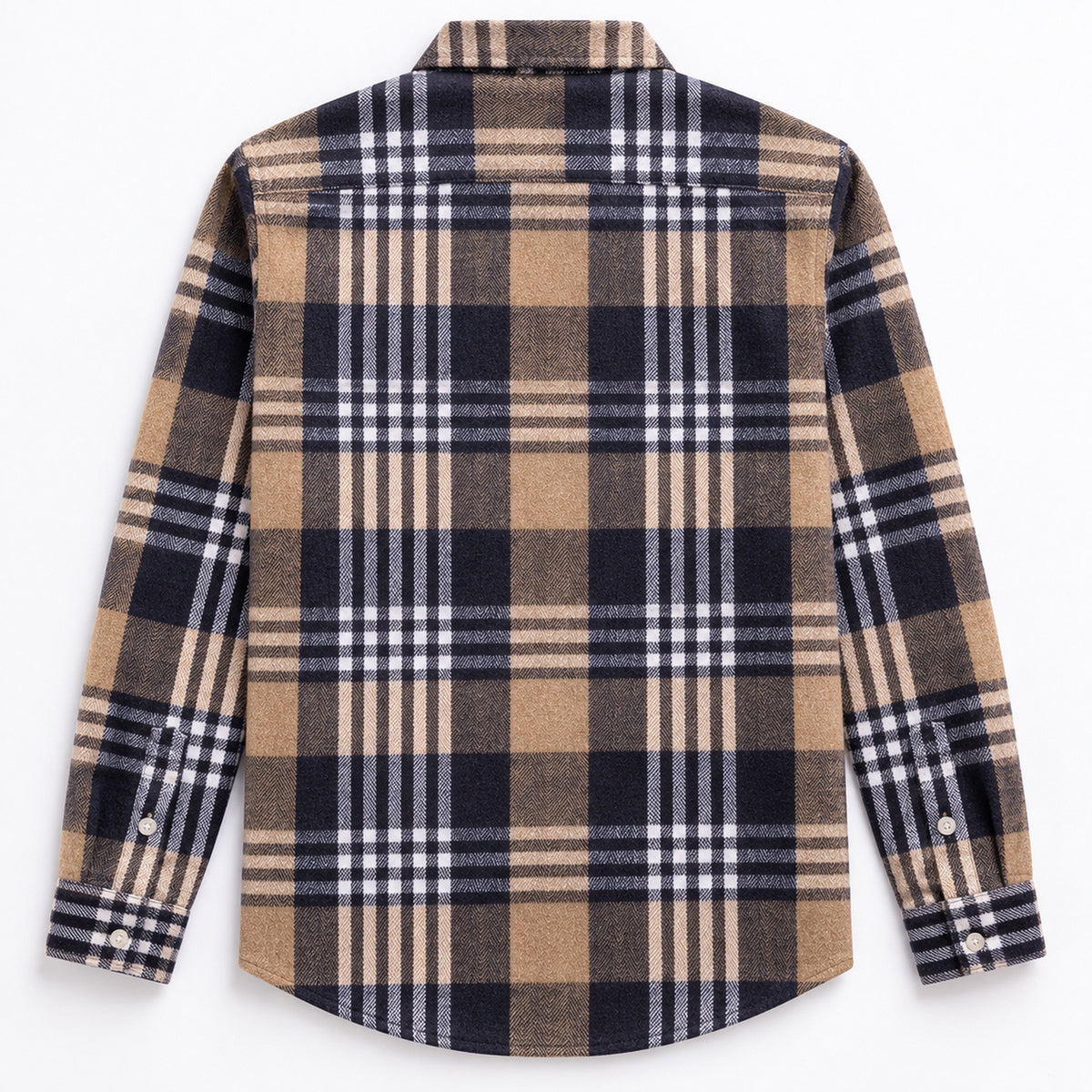 Men's Plus-Size Plaid Shirt, Fleece-Lined, Versatile Casual Fit, Cotton Long Sleeve for Young Men