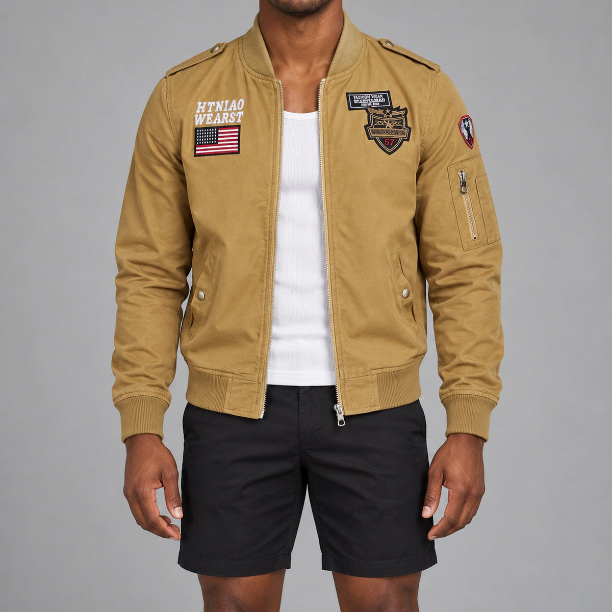 Men’s Khaki "Air One" Military-Style Jacket