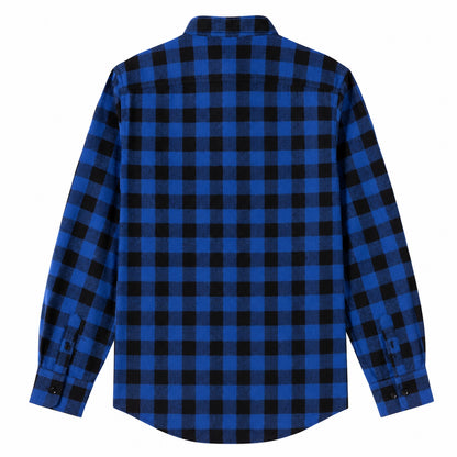 Men's Shirt - Plaid Long-Sleeved Shirt - Classic Ruffled Check Patterned Casual Cotton Men's Clothing Casual Export Shirt