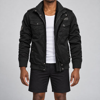 Men’s black fleece-lined  hooded jacket