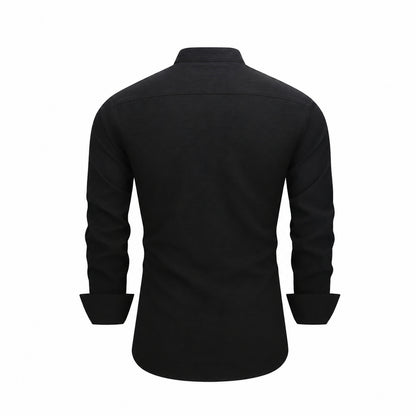 Men's  collar button-down shirt with hidden front opening, cotton-like texture long-sleeved shirt, loose and casual men's clothing wholesale